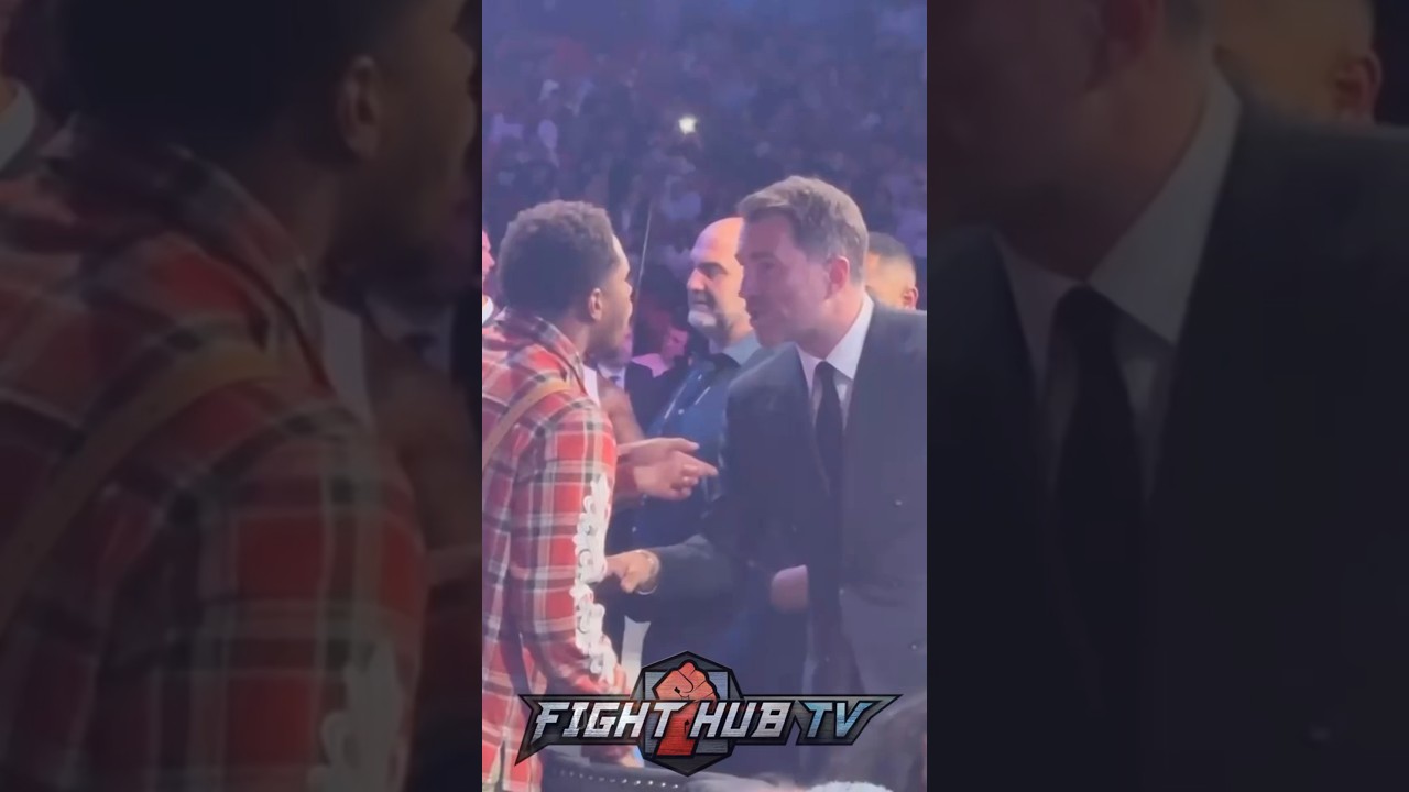 Devin Haney & Eddie Hearn HEATED EXCHANGE at AJ vs Dubois fight!