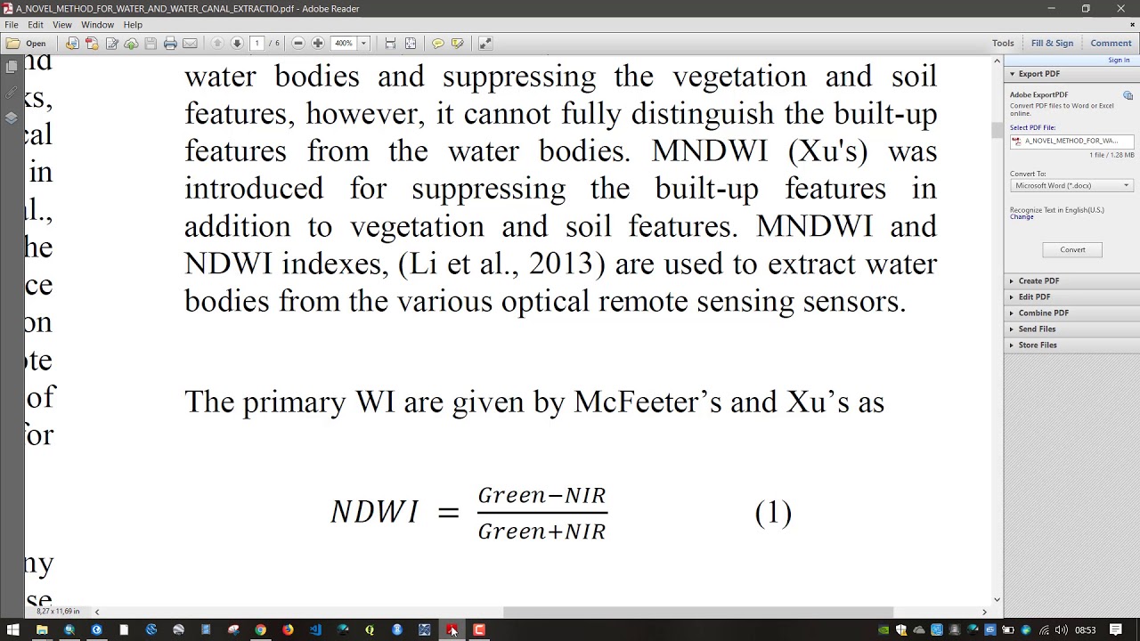 Water Body Extraction Using NDWI in ArcGIS with Landsat 8 OLI TIRS Imagery