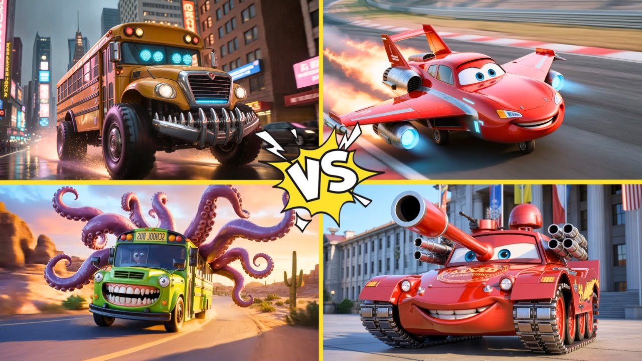MCQUEEN 🆚 SCHOOL BUS EATER - TILES HOP EDM RUSH 🎶 #91