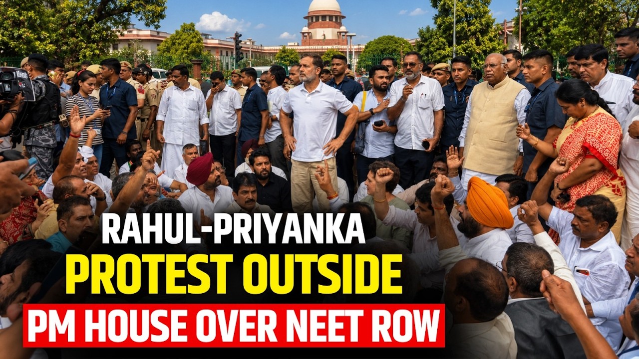 Rahul Gandhi & Priyanka Gandhi Stage Protest Outside PM Residence Over NEET Issue | Delhi News