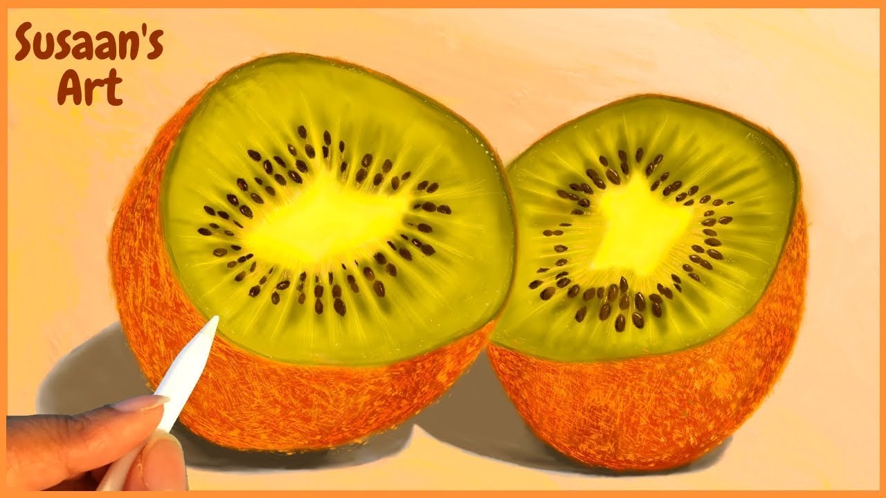 Painting a Kiwi Fruit / Digital Painting using Procreate