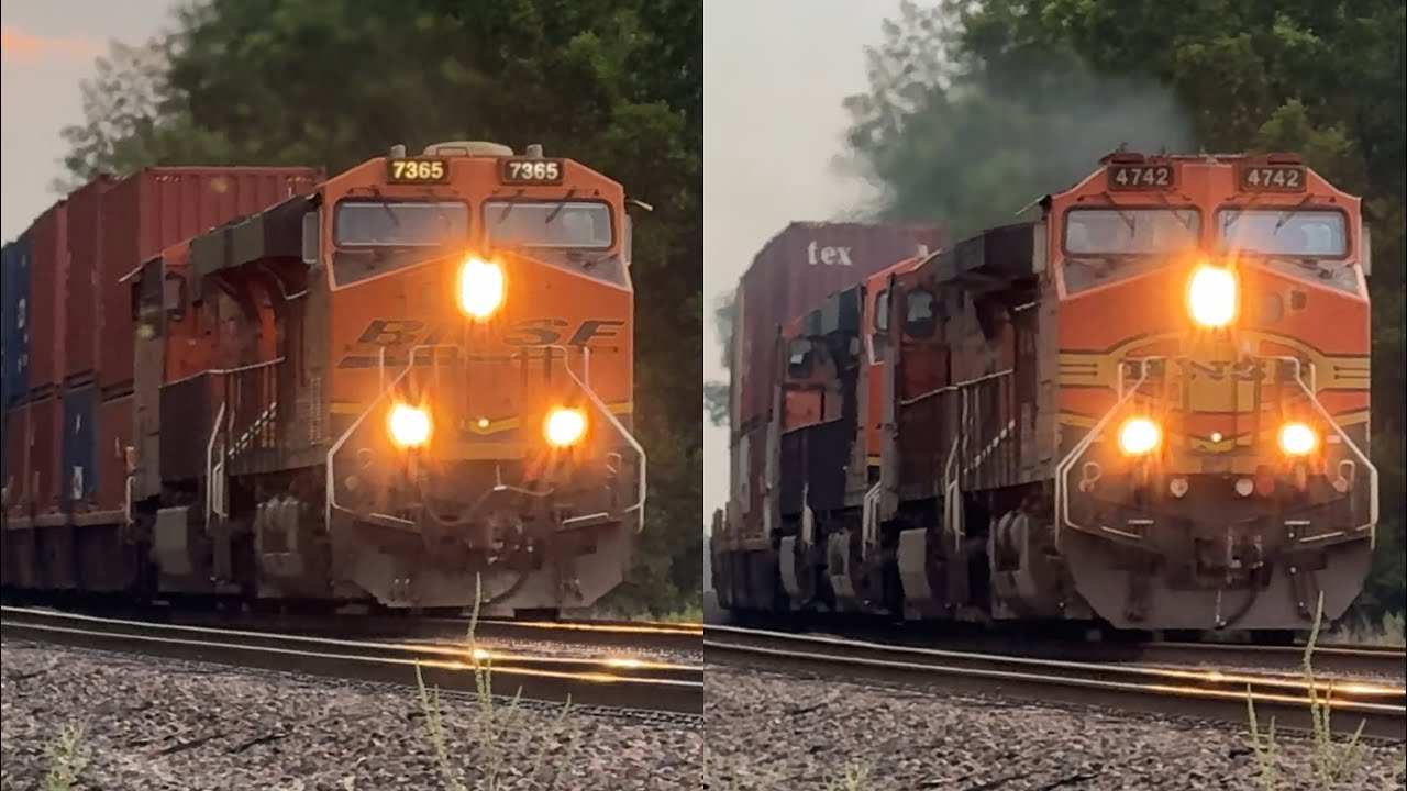 BNSF stack train & another Giant 4x4x0 BNSF Stack train head west! BNSF Transcon: Emporia sub.8/9/25