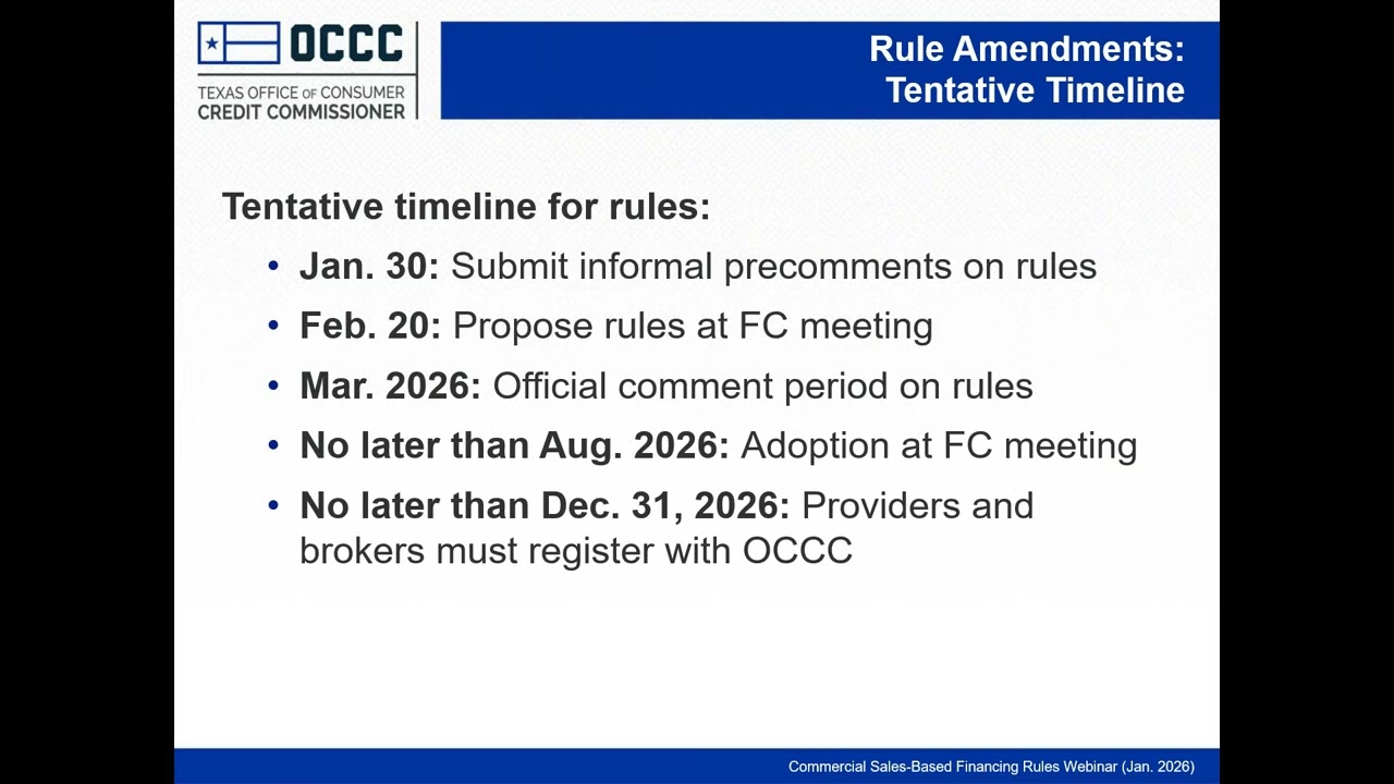 Commercial Sales-Based Financing Rules: Precomment Draft – January 28, 2026