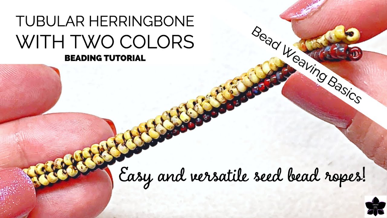 How to Bead Tubular Herringbone Stitch with Two Colors Tutorial