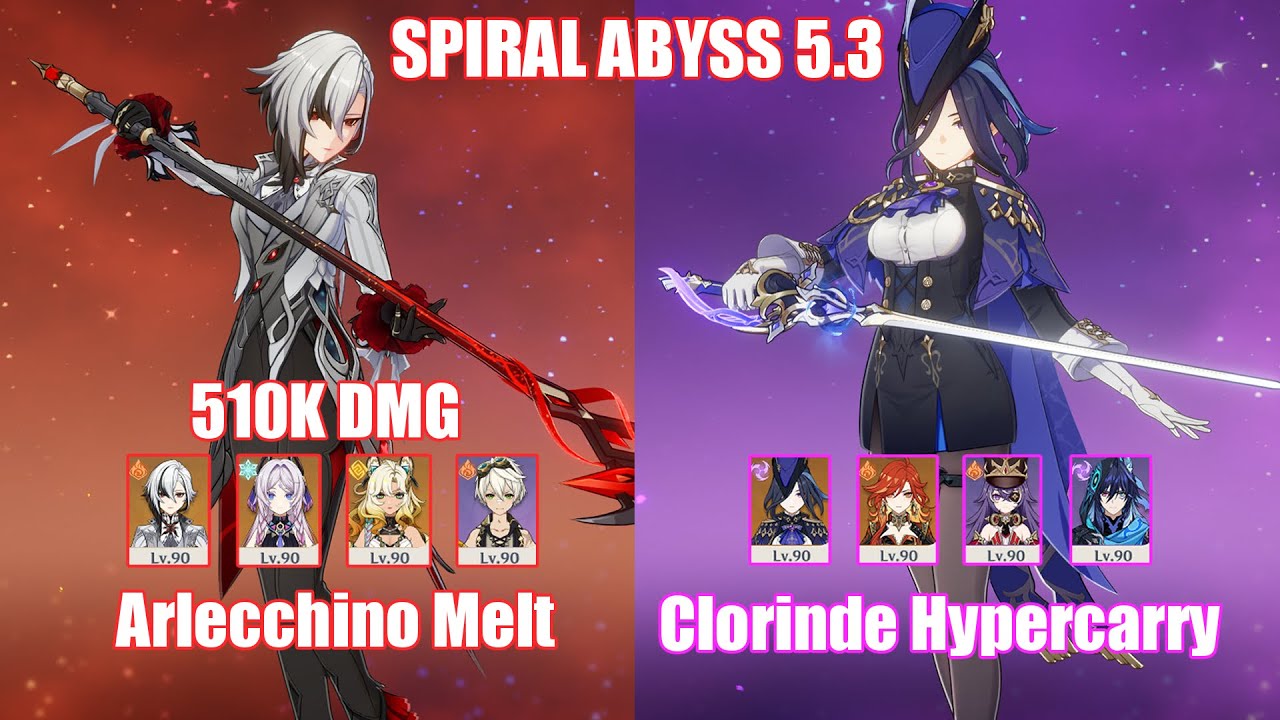 C0 Arlecchino Melt & C0 Clorinde Hypercarry | Spiral Abyss 5.3 | Genshin Impact