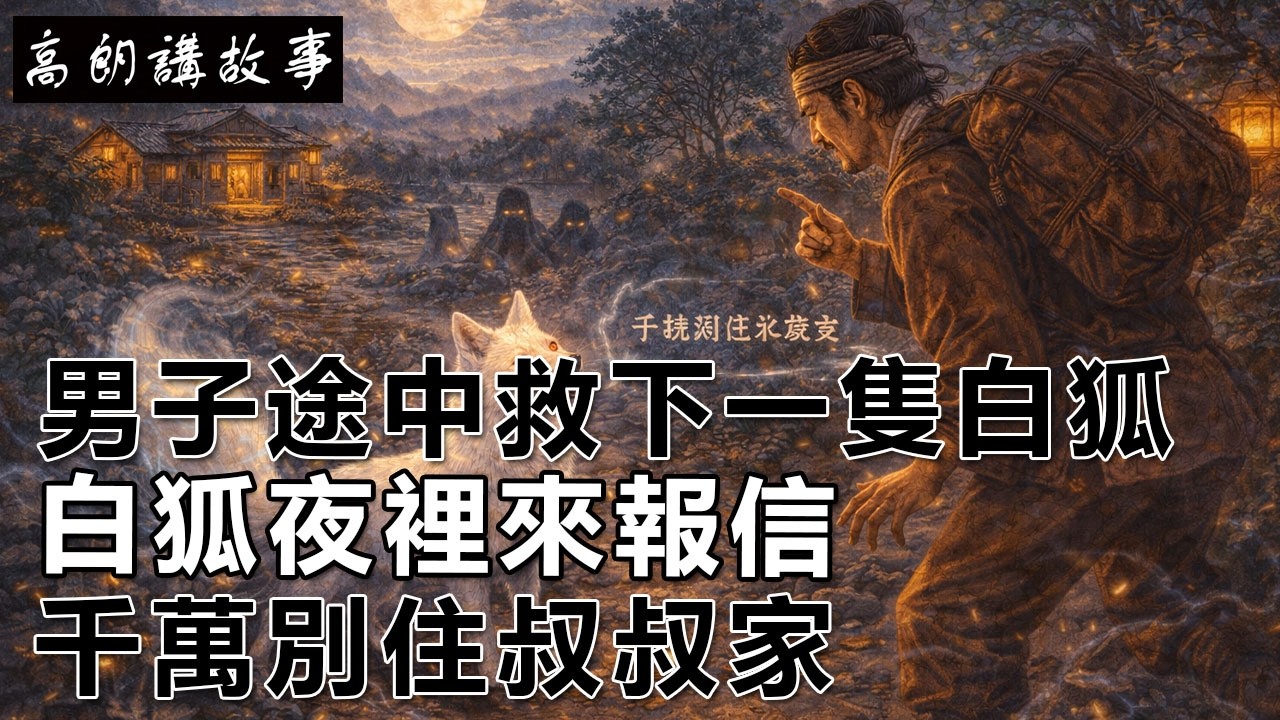 民間故事：男子途中救下一隻白狐，白狐夜裡來報信，千萬別住叔叔家｜高朗講故事