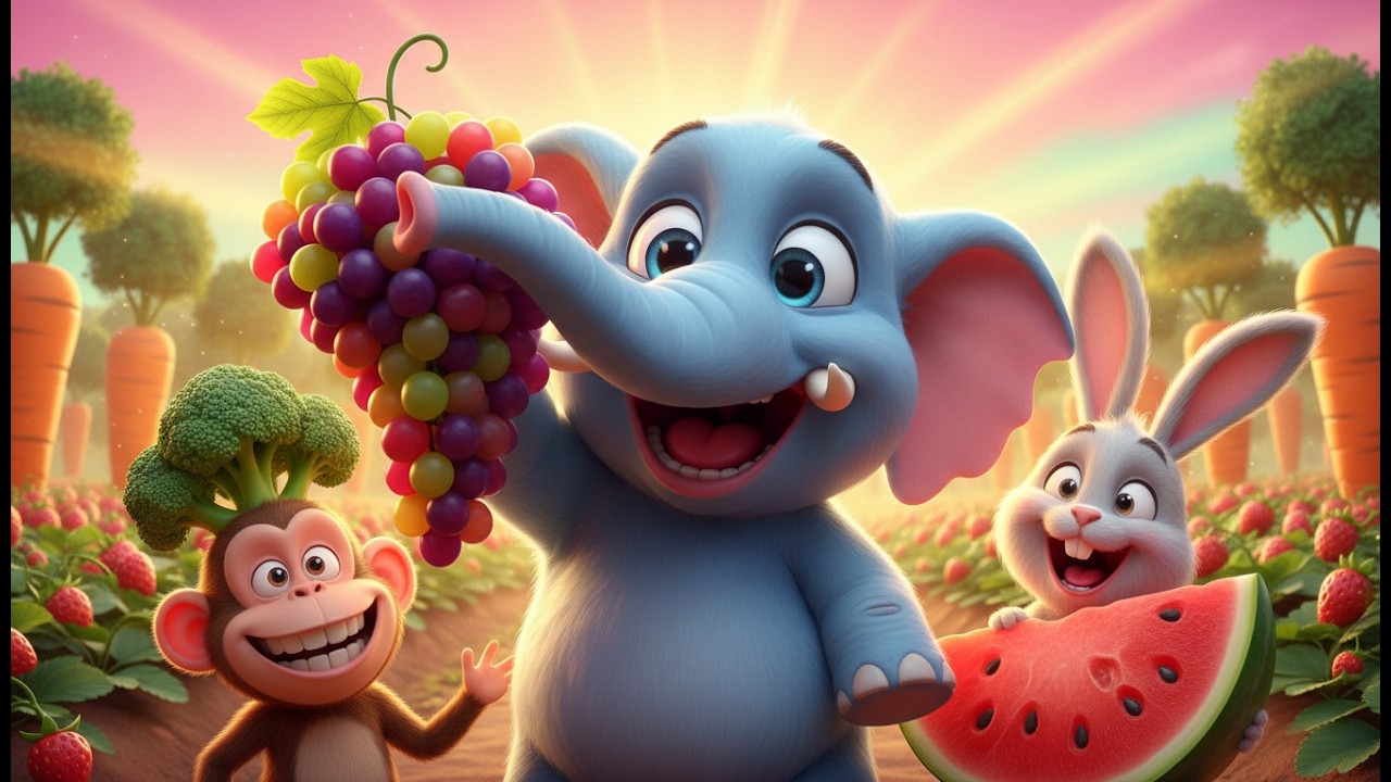 Obst und Gemüse Lied für Kinder 2🐘 | Lustiges Elefanten Kinderlied über Gesundes Essen