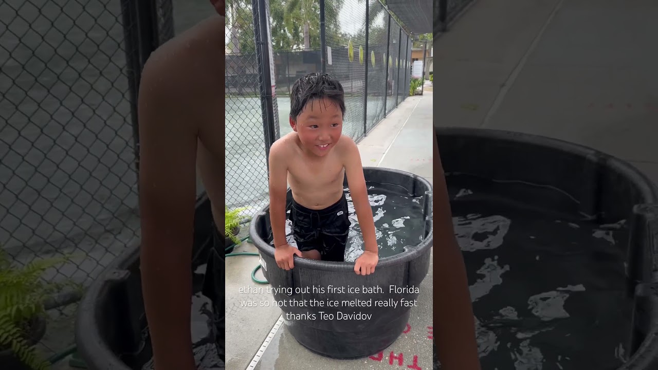 thanks Teo Davidov for letting ethan try his first ice bath