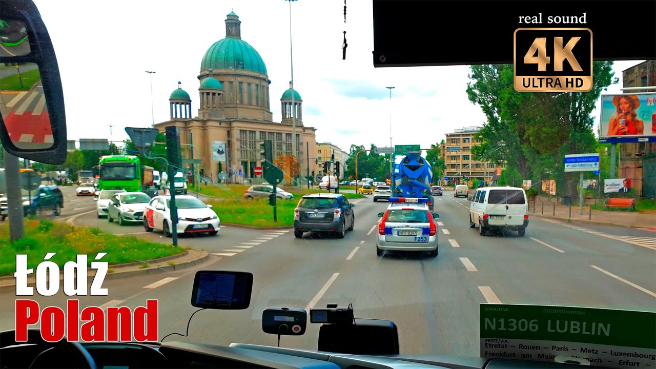 Польша 4K | Проезд через Лодзь на автобусе FlixBus. Сравните дороги Польши и Беларуси.