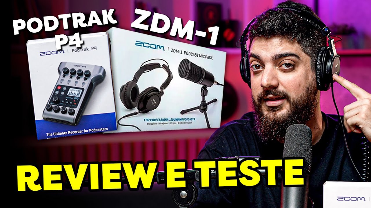 KIT PROFISSIONAL PARA PODCAST (ZOOM ZDM-1 + ZOOM PODTRAK P4) | Teste e Review