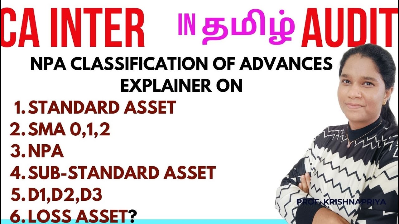 NPA Classification of Advances - Prudential Norms - Explainer in தமிழ் - CA Inter - Auditing
