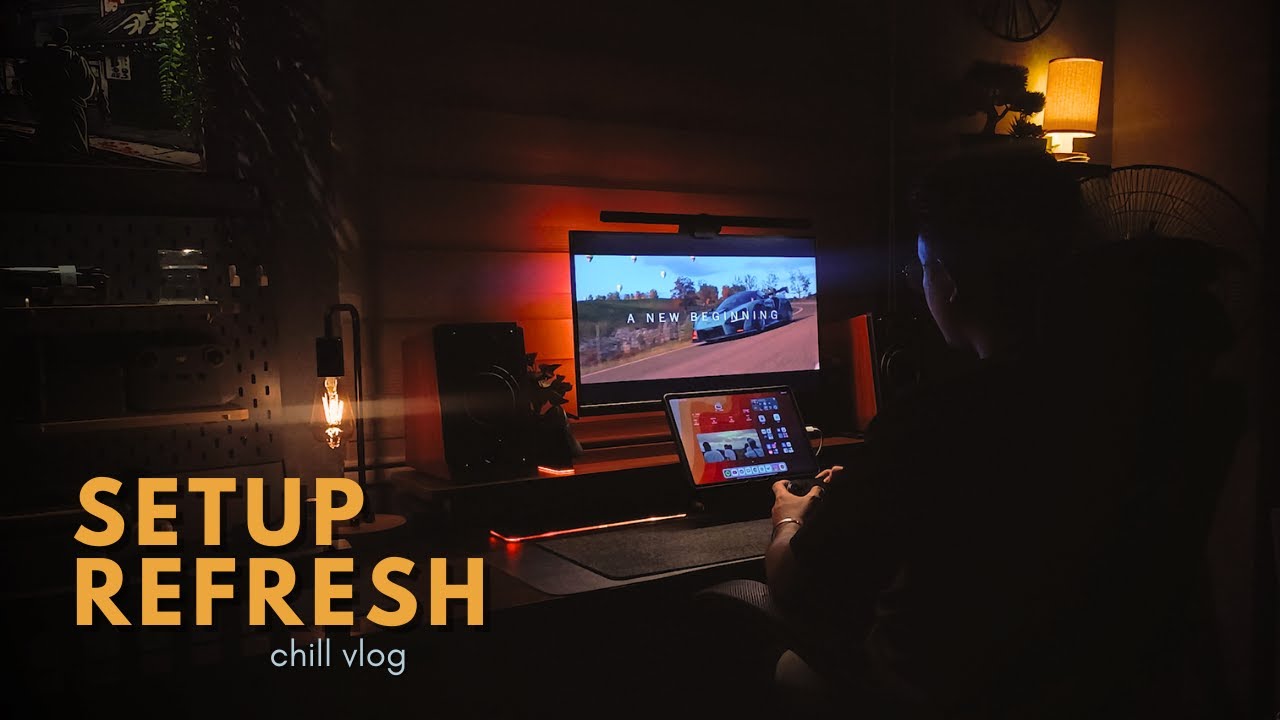 desk setup refresh 🧹 | cleaning my desk setup & chill gaming session