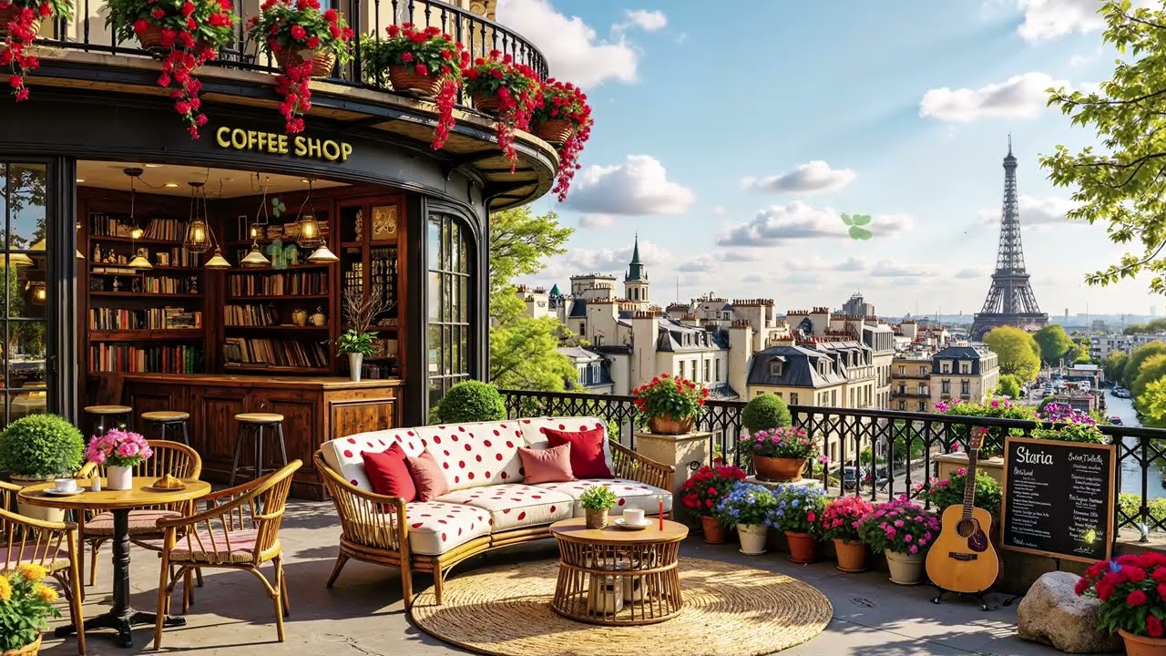 Gentle Jazz Music for Energy Day & Focus🌱☕Street Coffee Shop Ambience ~ Relaxing Morning Jazz🌺