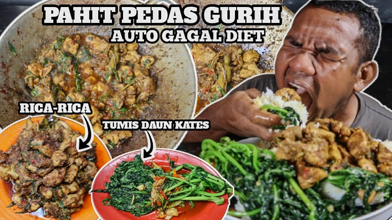 Masakan ku Bikin Gagal Diet! mukbang Nasi Putih rica-rica + tumis daun kates #mukbang #food #kuliner
