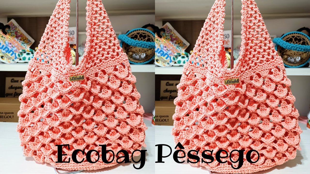 Ecobag de crochê Pêssego