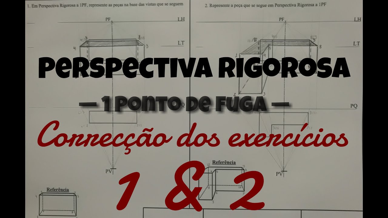Perspectiva rigorosa a 1 Ponto de fuga – Correção dos exercícios 1 e 2
