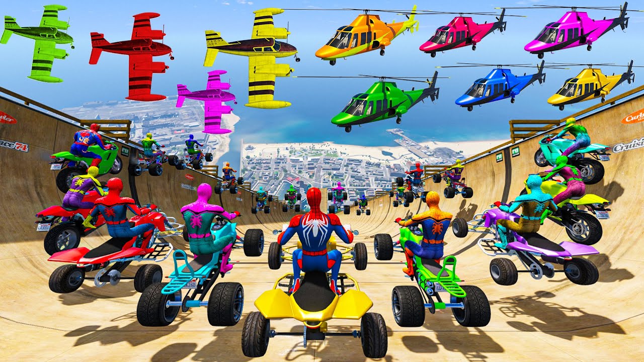 GTA 5 Longest Ramp Challenge Spiderman vs Longest Ramp in - Highest Mega Ramp in GTA 5 #008