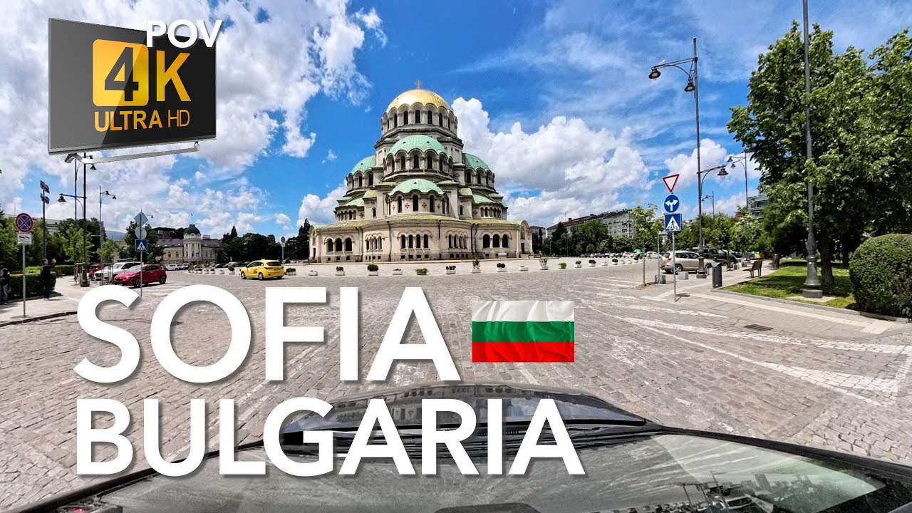 Sofia Bulgaria downtown drive thru POV 4K София