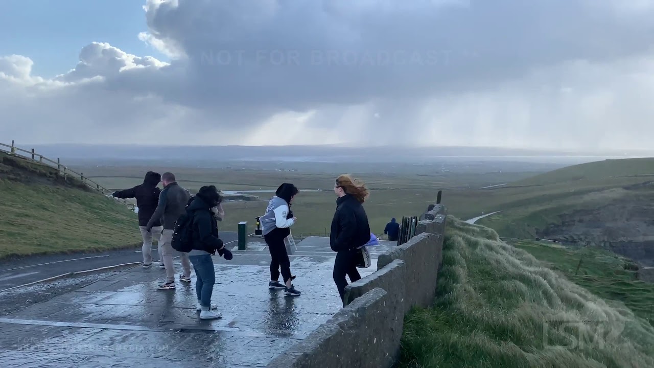 02-11-2020  Liscannor, Ireland - Cliffs Of Moher Dangerous Winds And Tourists