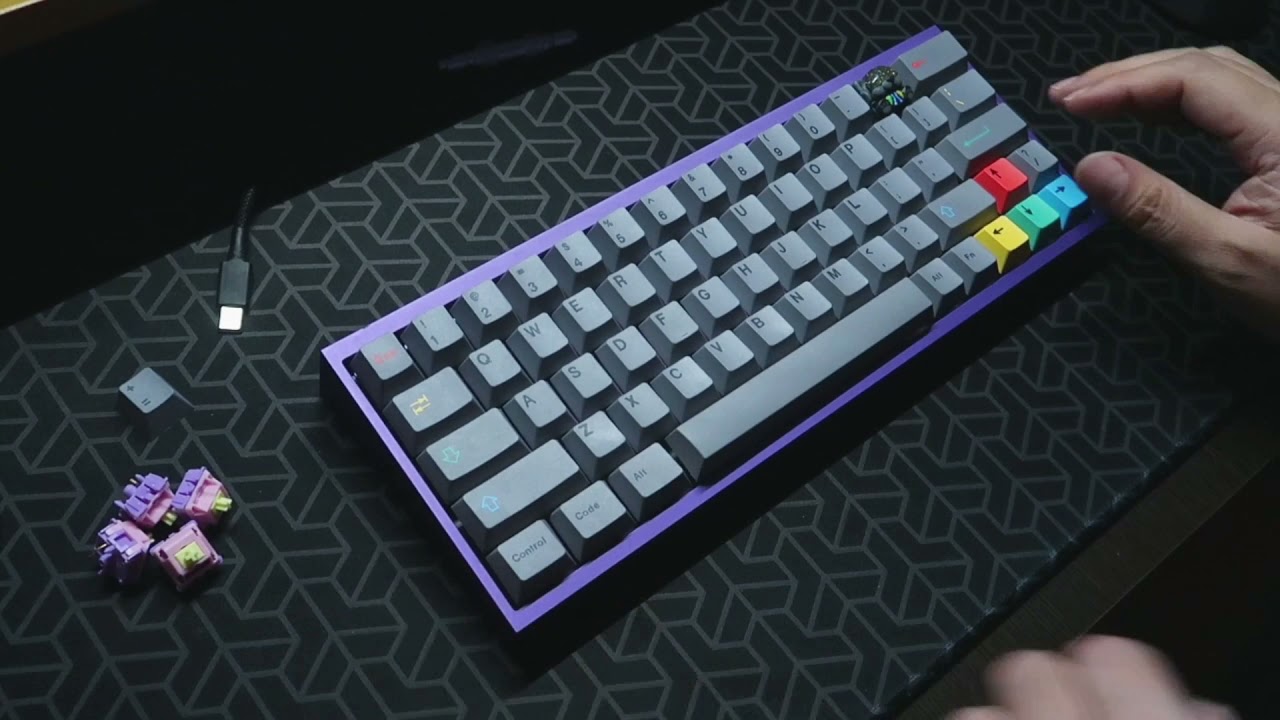 KBDFans Tofu60kit Tofu60 Purple with C3 Banana split switch