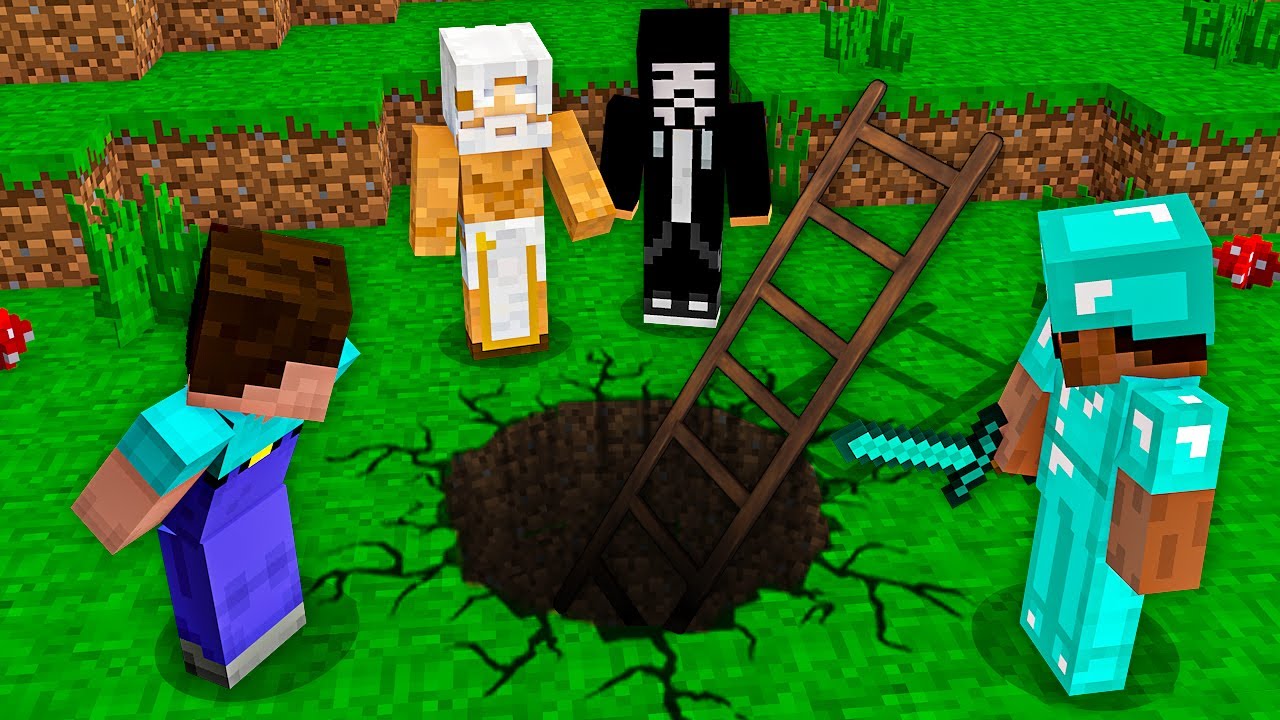 Minecraft NOOB vs PRO: SECRET PIT CHALLENGE! 100% TROLLING HACKER GOD RAREST ENTRANCE UNDERGROUND