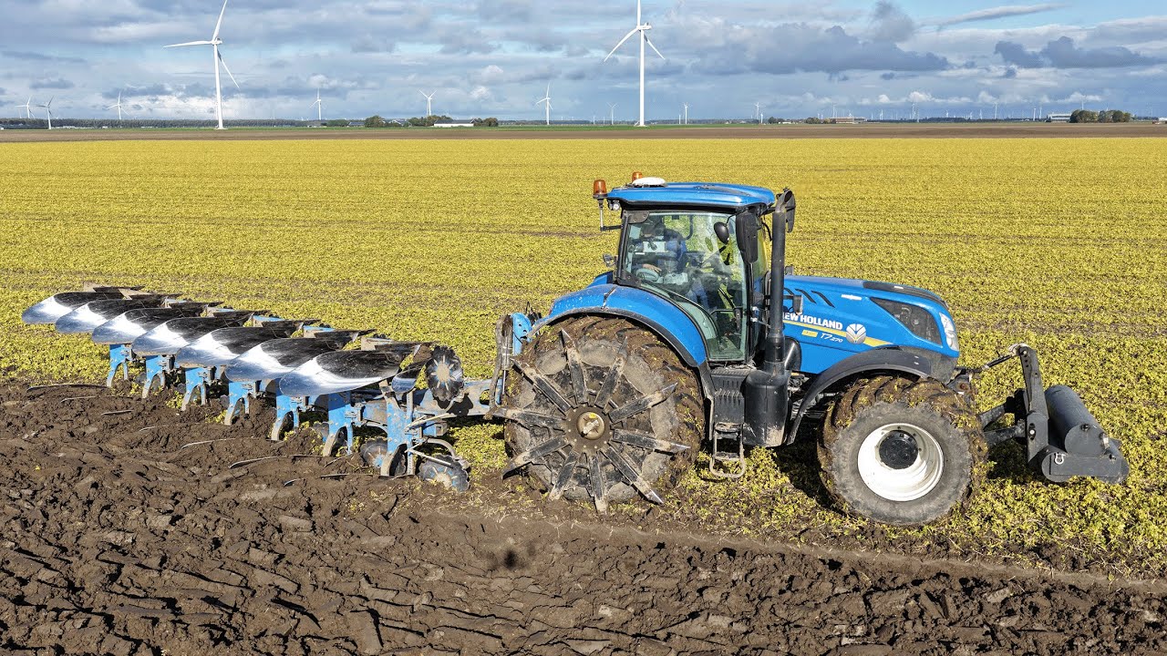 Ploughing with Spade lug Step Wheels | New Holland T7.270 & Lemken Juwel 10 | 0% slip!