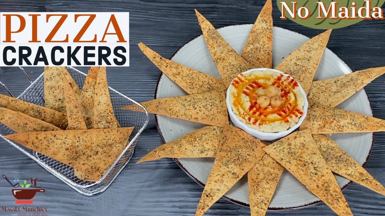 Baked Pizza Crackers | healthy Pizza Crackers|Whole Wheat Pizza Crackers| How to make Pizza Crackers