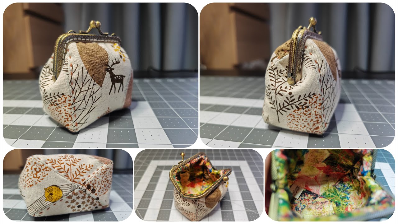 Frame clasp coins purse/pattern /patron /fermoir rétro métallique/porte-monnaie/8.5cm/四片口金 tuto#0087