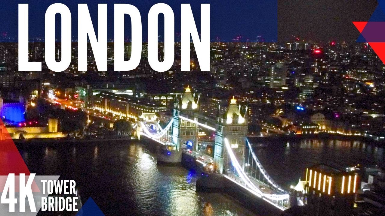 ✨ London by Night in 4K | Tower Bridge, The Shard & Thames Drone Views with Mozart 🎻🌃