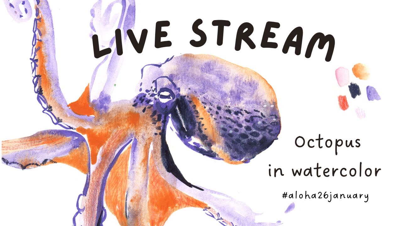 🐙 Let's paint together! OCTOPUS in WATERCOLOR and a bit of COLOR THEORY 😆