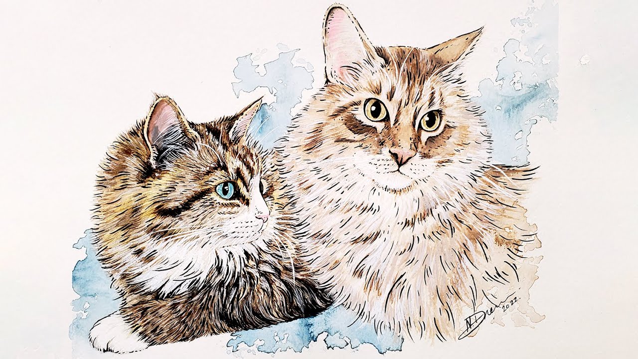 Cat Commission Painting | Watercolor and Gouache
