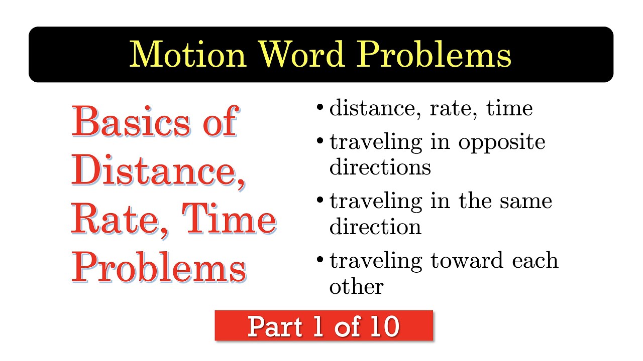 DRT01 Introduction to the Distance, Rate, Time (Motion) Problem Series