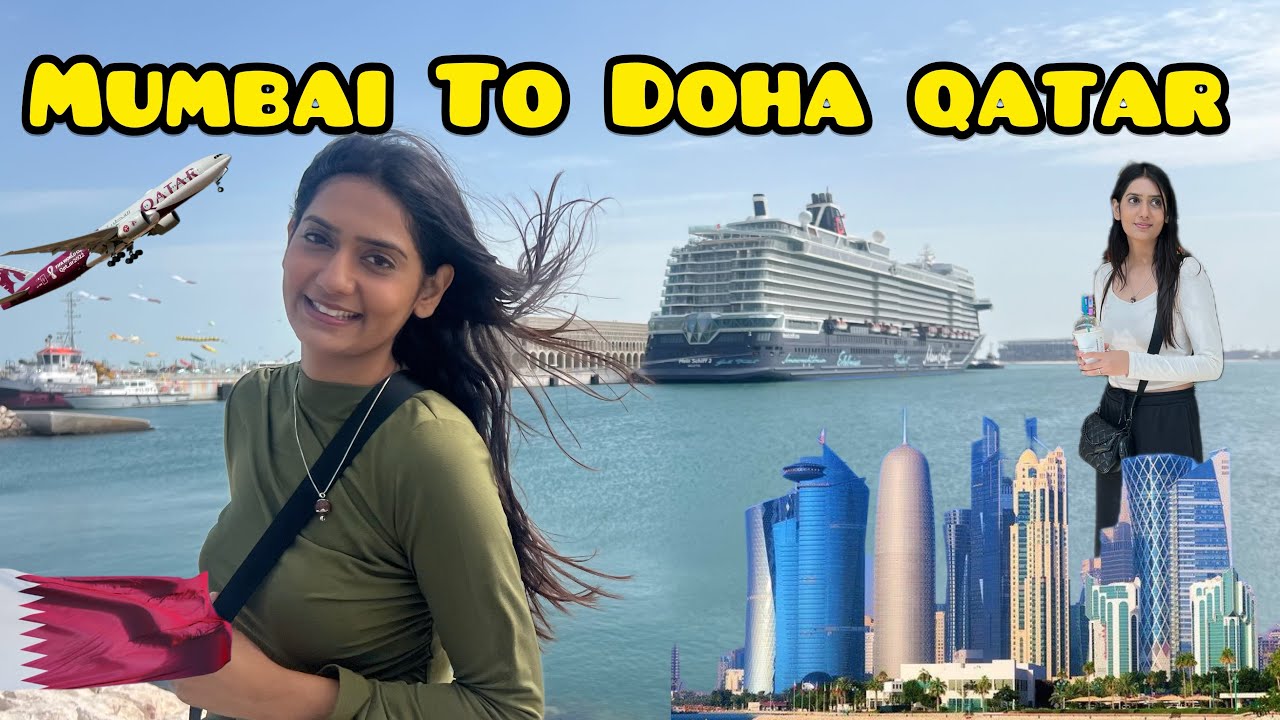 Day 1 in Doha , Qatar 🇶🇦 | Mumbai to Qatar ✈️ |Krina Pathak ( flag district 😍)