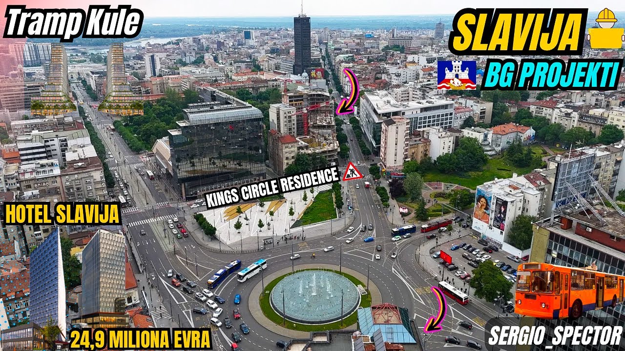 Gradnja na Slaviji, Kings Circle Residence, Tramp KULE, Trolejbusi i NOVI/STARI AUTOBUSI #beograd