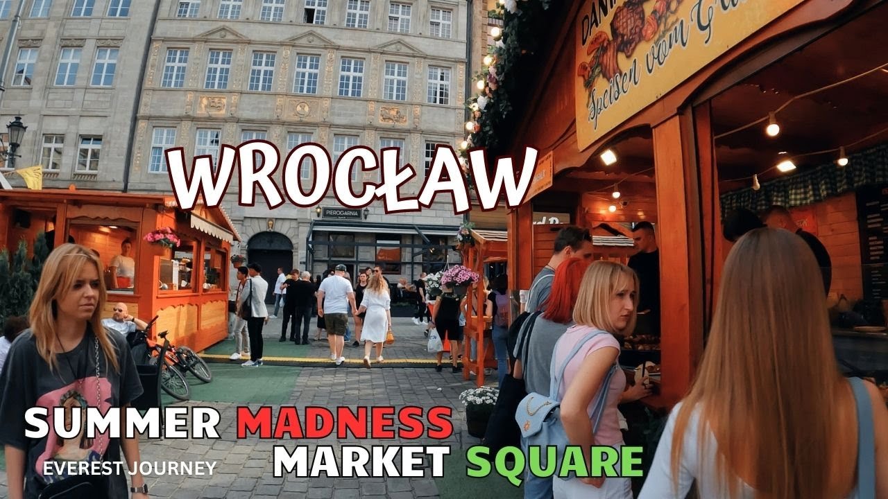 The Shocking Crowd at the Market Square: Wroclaw Summer Street Walk  [ 2024 4K 60fps Walking Tour ]