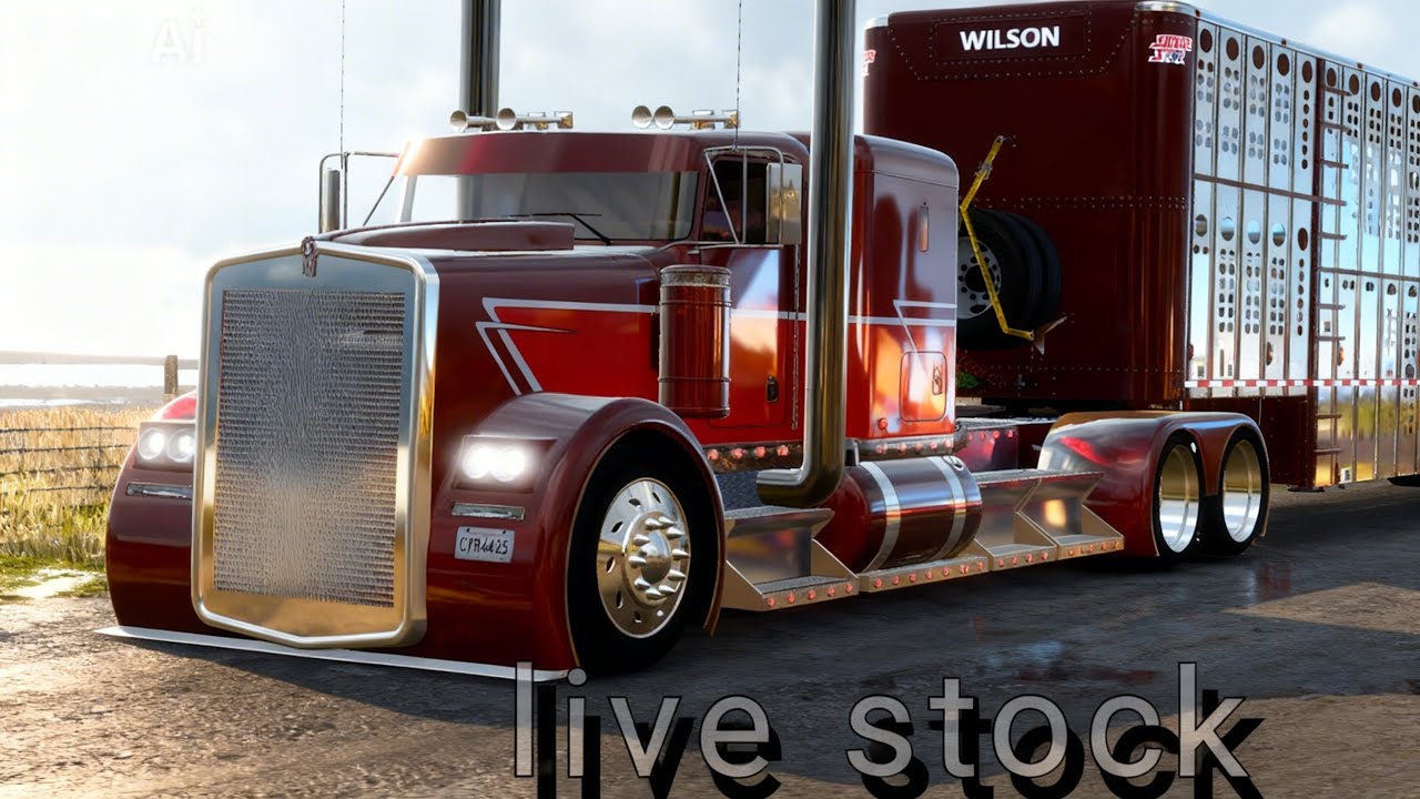 Phantom kenworth w900 -American truck simulator live cows hauling dlc Montana-sidney to Glasgow
