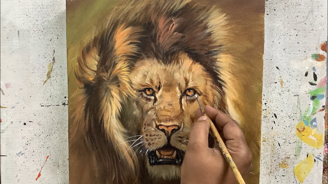 Easy Lion Acrylic Painting Tutorial | Step-by-Step Guide to Paint a Realistic Lion | ARTOHOLIC