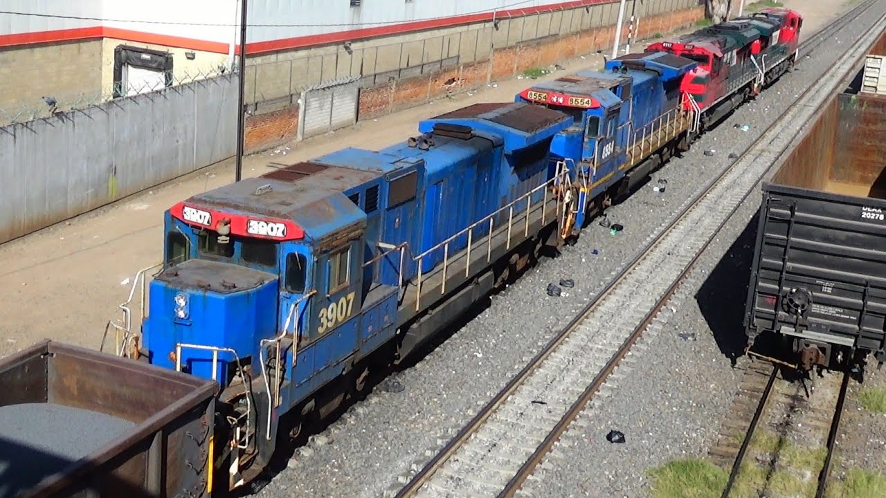 EXTRAÑAS LOCOMOTORAS REMOLCADAS POR FERROMEX RUMBO A TORREON: TRENES EN PATIO IRAPUATO