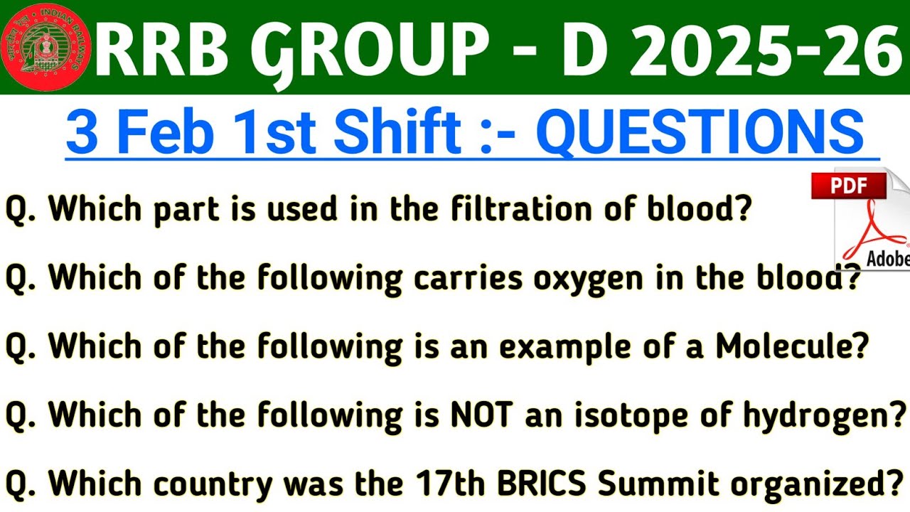 RRB GROUP D 3 FEBRUARY 1ST SHIFT PAPER | GROUP D ANALYSIS TODAY