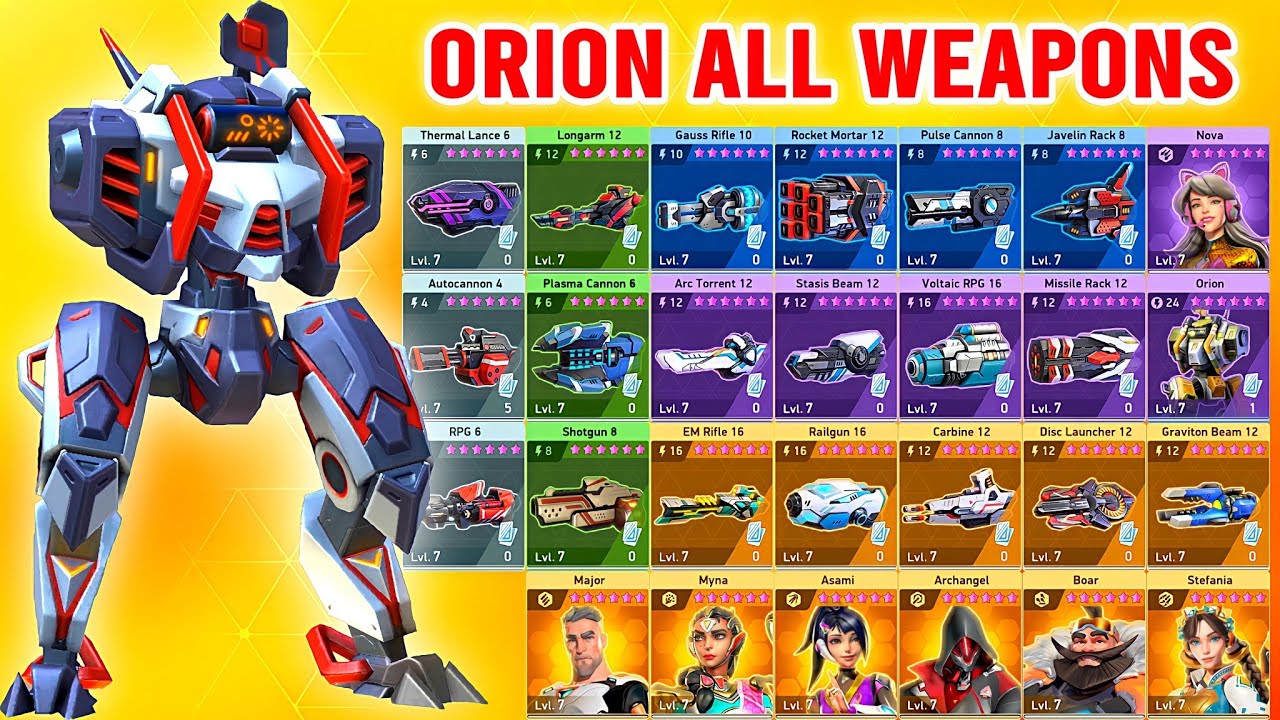 Orion All Weapons - Mech Arena