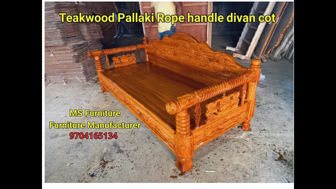 Teakwood pallaki Rope handle diwan cot