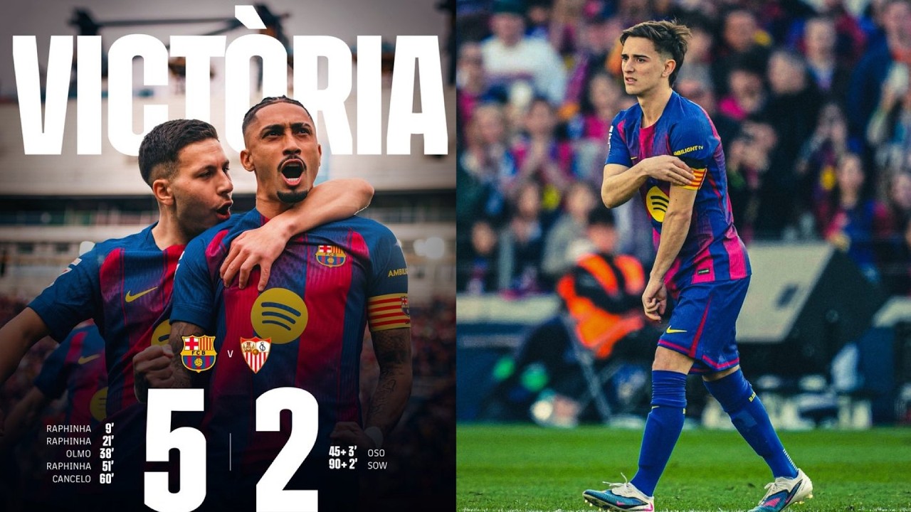 LE BARCA RASSURANT FACE A SEVILLE ! 5-2 TRIPLÉ DE RAPHINHA , DEBRIEF