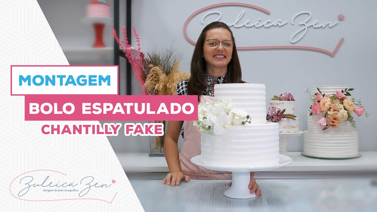 Montagem  Bolo Espatulado Chantilly Fake