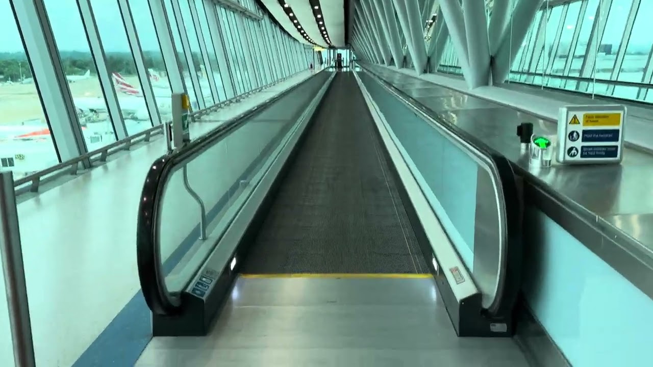 London Gatwick Airport - 2x Kone escalator & 2x Travelator ride at North Terminal Pier 6 Bridge.