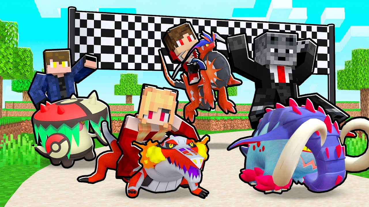 4 AMIGOS na NOVA CORRIDA de POKEMON com 100 LUCKY PIXELMON no MINECRAFT