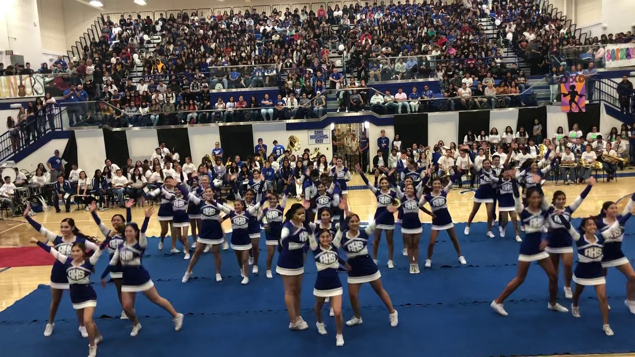 Atwater High School Homecoming rally varsity cheer 2019-2020