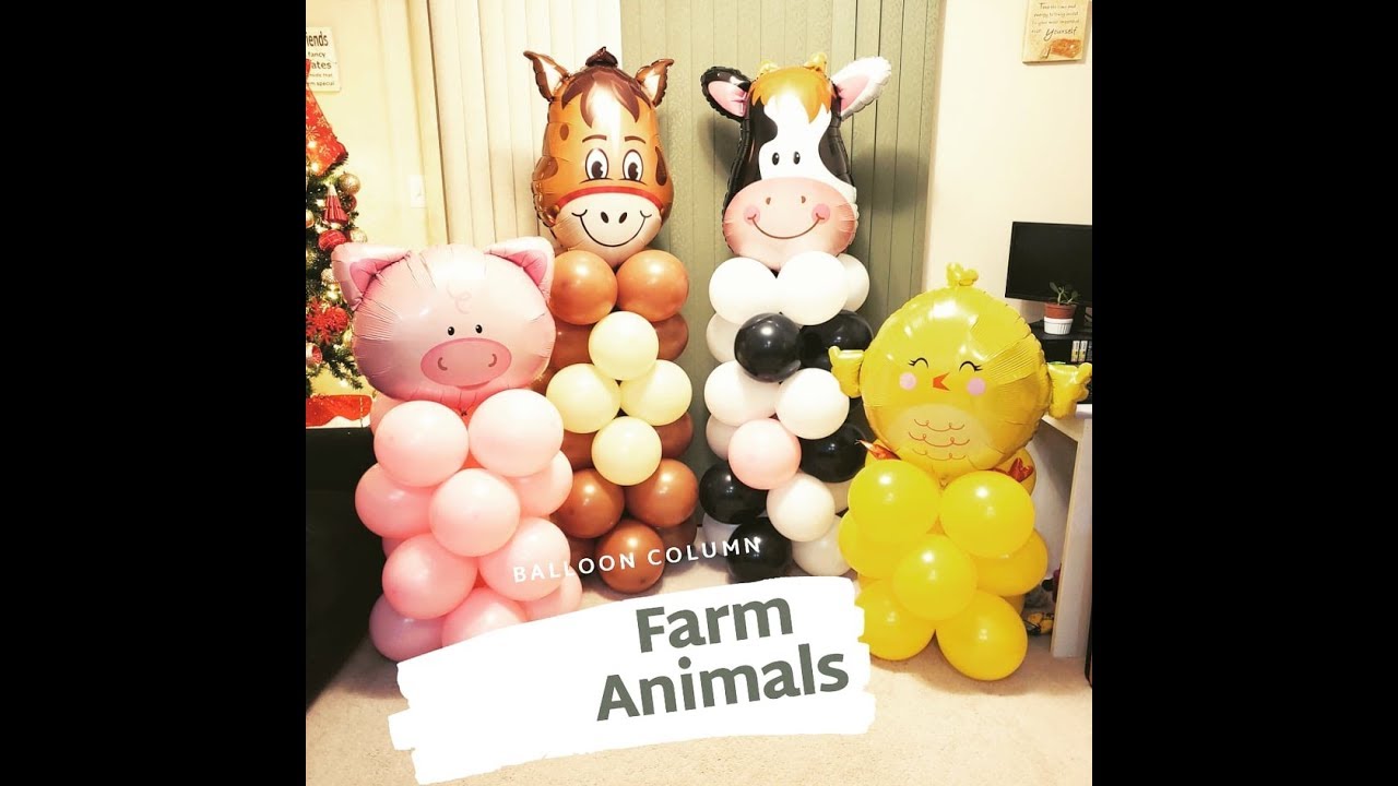 Simple and Easy to make Balloon Column / Balloon Tower | How To | Farm Animal Balloon Decor