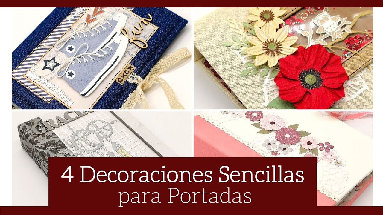 4 DECORACIONES SENCILLAS PARA PORTADAS - TIPS PRINCIPIANTES | LLUNA NOVA SCRAP