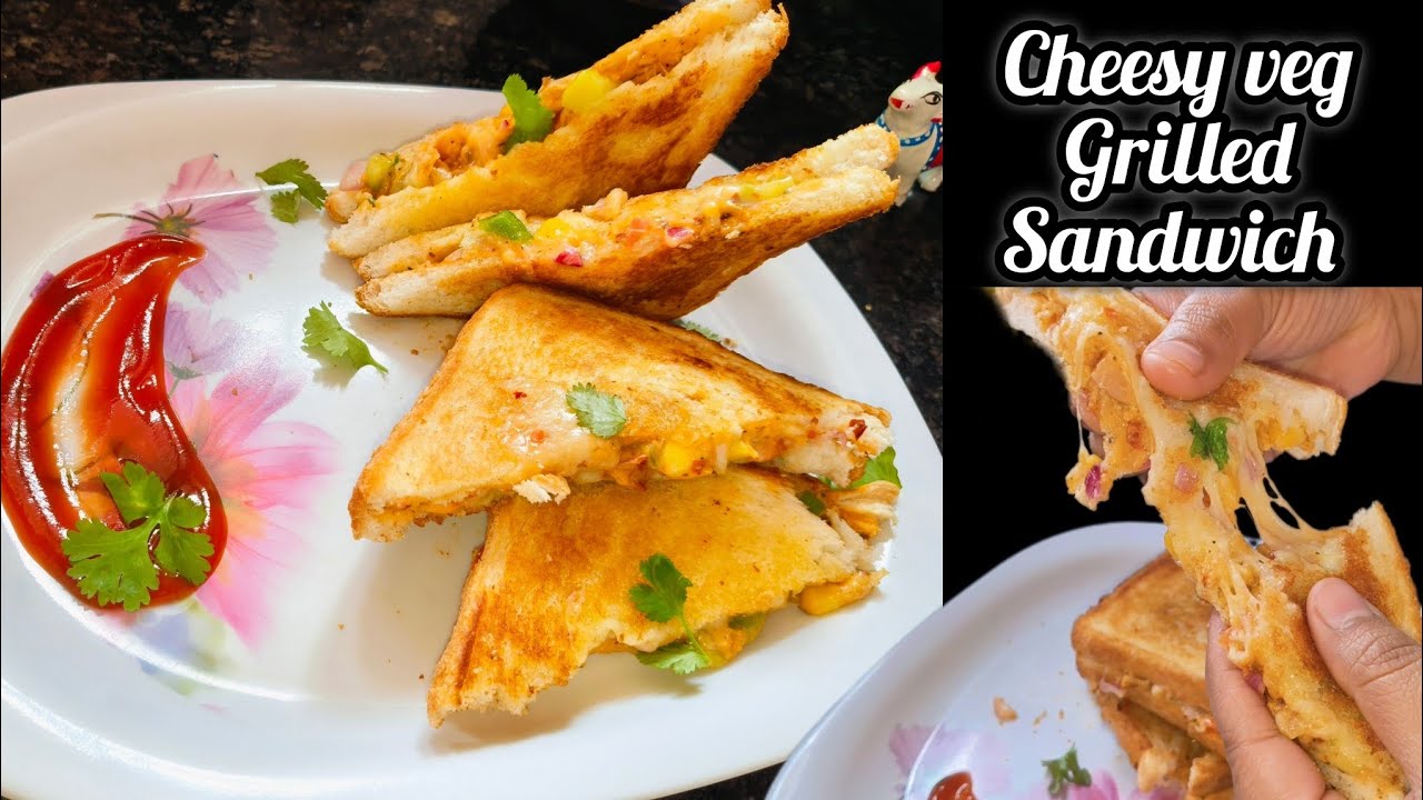Cheesy Veg Grilled Sandwich-Crispy, Melty, and Delicious!😋Sandwich recipe👌#sandwich 
