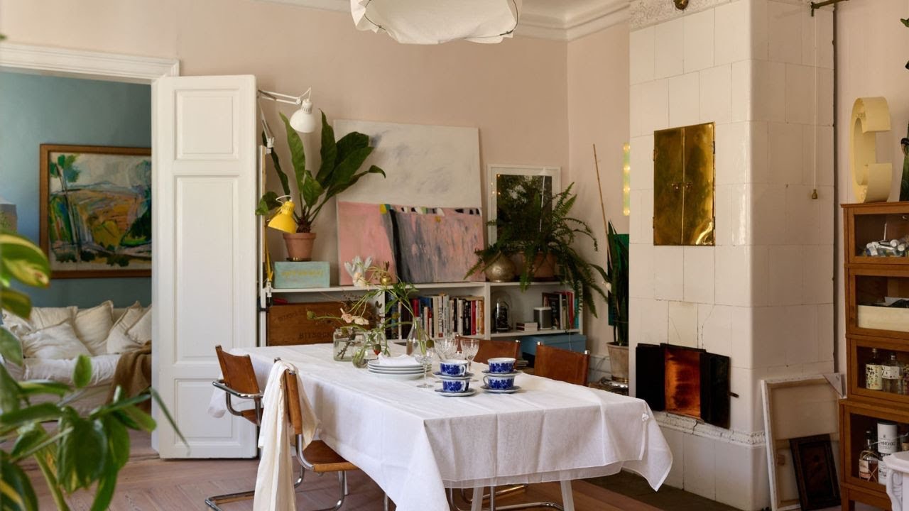 colorful match of old and new in Scandinavian apartment